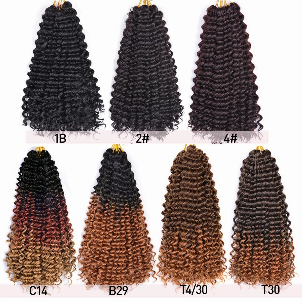 Ocean Wave Crochet Hair Extensions 22Inch 6Packs #4 Chocolate Brown Deep Curly Braiding Hair for Boho Braids Synthetic Curly Crochet Hair for Black Women