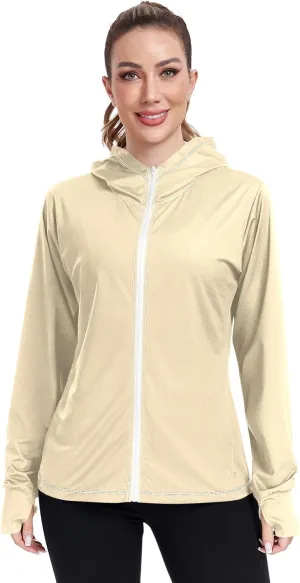 ODAWA Womens Upf Hoodie Peach Puff UV Cooling Hoodie Summer Clothing Long Sleeve Spf 50 Quick Dry Cooling Shirts