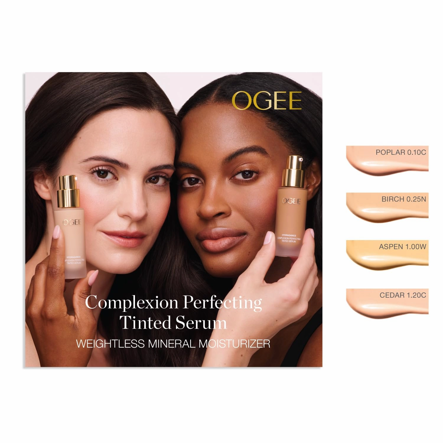 Ogee Complexion Perfecting Liquid Foundation - Lightweight Tinted Moisturizer For Face (Poplar 0.10C - Fair, White-Pink Undertones) - with Vitamin C & Jojoba Oil - Certified Organic & Made in USA