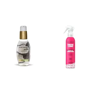 OGX Nourishing   Coconut Milk Anti-Breakage Serum, 4 Fl Oz & Marc Anthony Leave-In Conditioner Spray & Detangler, Grow Long Biotin