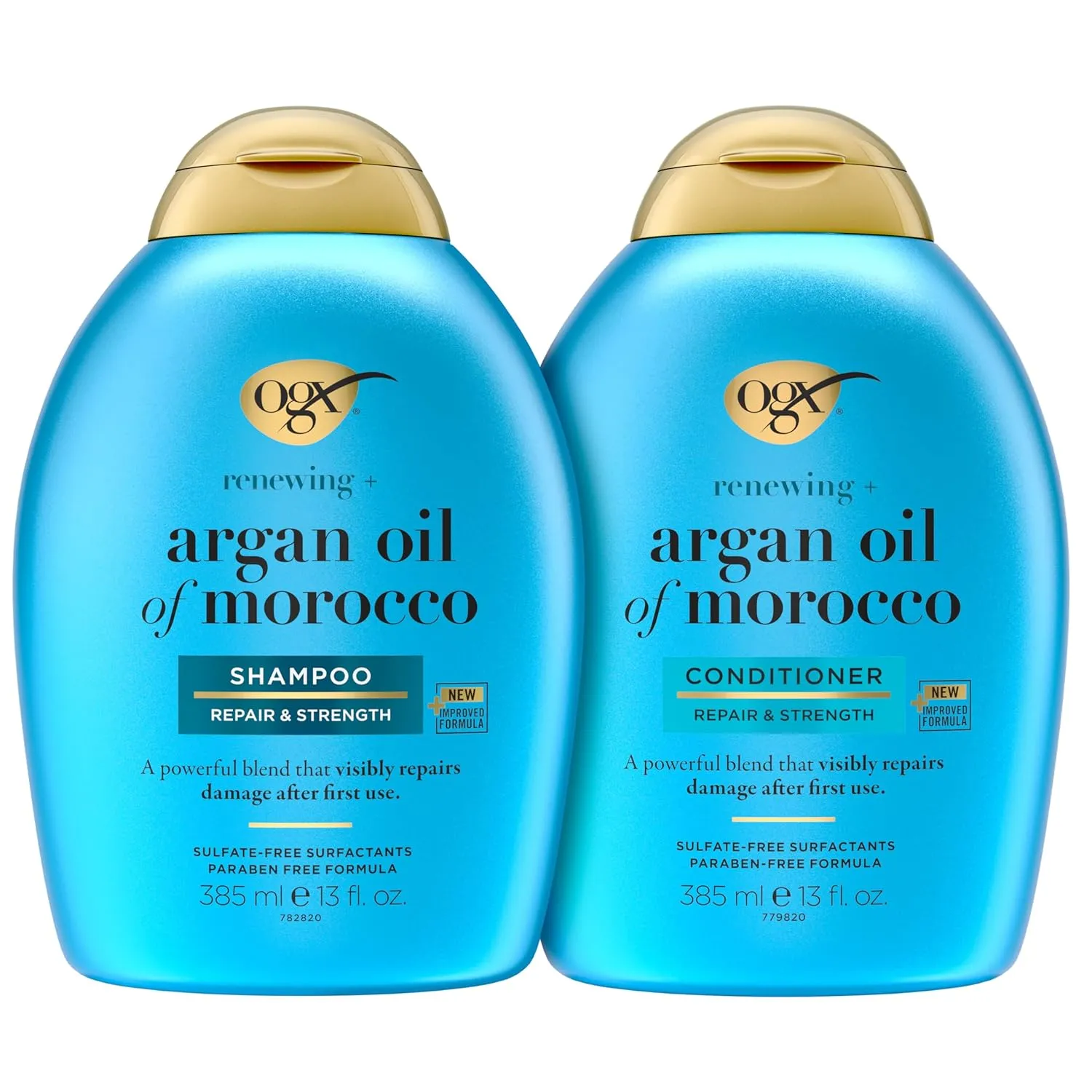 OGX Renewing   Argan Oil of Morocco Shampoo &Conditioner Set, Damage Repairing Shampoo & Conditioner Helps Strengthen & Repair Dry, Damaged Hair, Sulfate-Free Surfactants, Two Pack, 2 x 13 fl. Oz