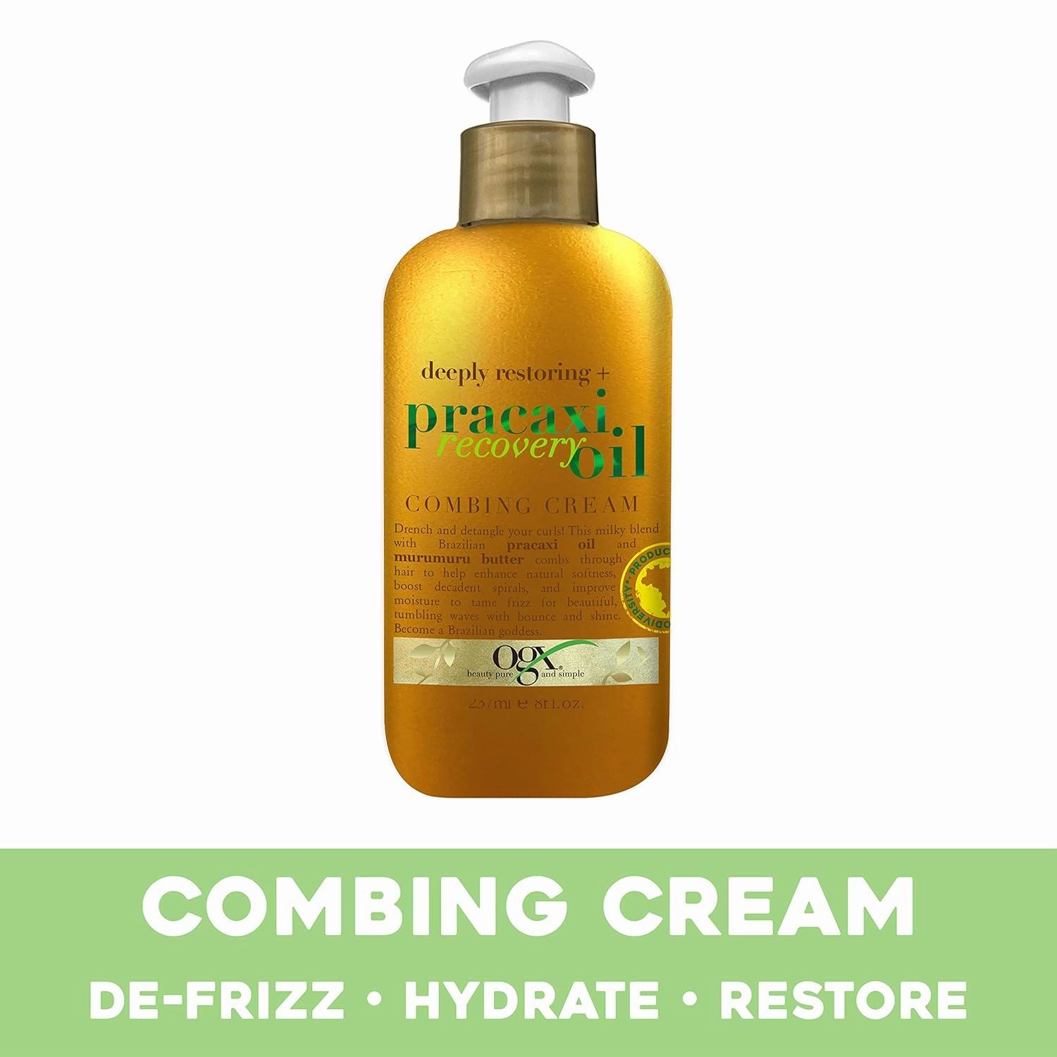 OGX Deeply Restoring   Pracaxi Recovery Oil AntiFrizz LeaveIn Combing Cream with Murumuru Butter SulfateFree Surfactants Conditioning Hair Treatment to Detangle Style Mint, 8 Fl Oz