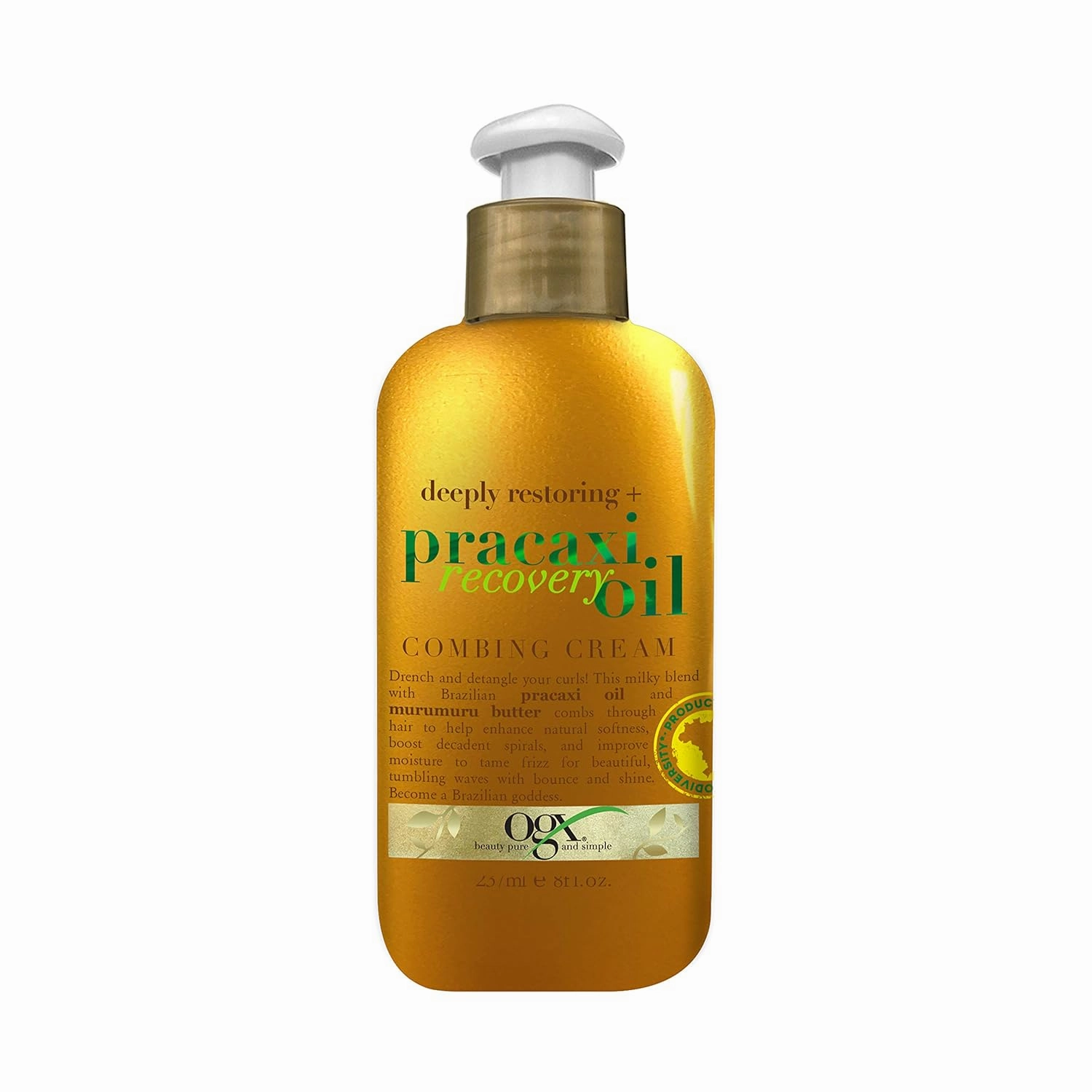 OGX Deeply Restoring   Pracaxi Recovery Oil AntiFrizz LeaveIn Combing Cream with Murumuru Butter SulfateFree Surfactants Conditioning Hair Treatment to Detangle Style Mint, 8 Fl Oz