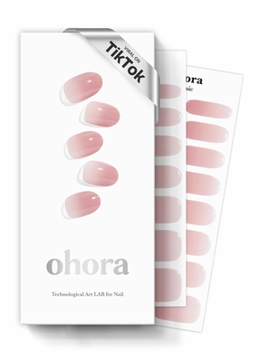ohora Semi Cured Gel Nail Strips (N Milk Rose) - Pink, Ombre, Works with Any UV/LED Lamps, Salon-Quality, Long Lasting, Easy to Apply & Remove - Includes 2 Prep Pads, Nail File & Wooden Stick