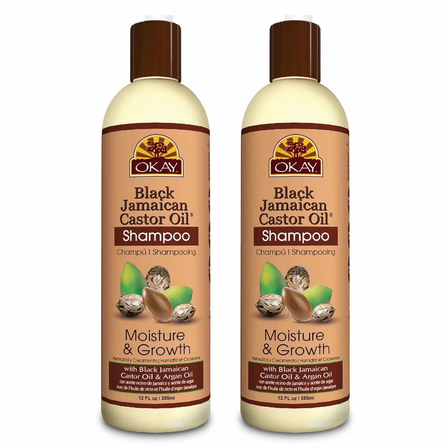 OKAY Black Jamaican Castor Oil Shampoo - Jamaican Castor Shampoo for Hair Growth, Natural Moisturizing to Strengthen & Restore Damaged Hair for Women and Men - 12 Fl Oz (Pack of 2)