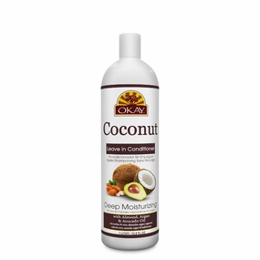 OKAY Coconut Deep Moisturizing Leave In Conditioner Helps Replenish Moisture And Elasticity For Healthy Strong Hair Sulfate,Silicone,Paraben Free For All Hair Types and Textures Made in USA 33oz