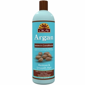 Okay Restorative Argan Leave In Conditioner Helps Restore,Hydrate and Smooth Hair Sulfate,Silicone,Paraben Free For All Hair Types and Textures Made in USA 33oz (Okay-ARGANLC33)