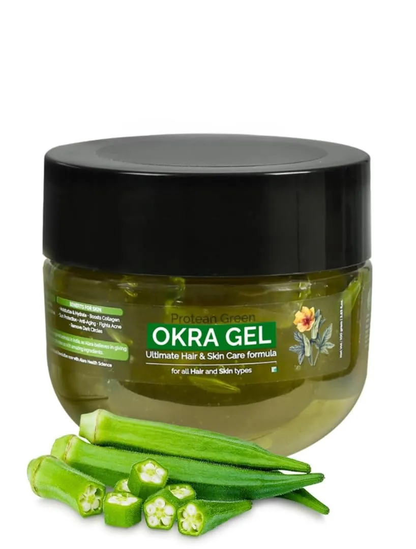 Okra Gel | Natural Skin & Hair Repair | Anti-Aging, Dandruff Control, Hydrating & Glowing Skin | Hair Growth Booster & Scar Fading Formula | Multipurpose Ladyfinger Gel – 100g