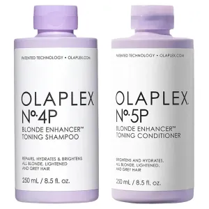 Olaplex No. 4P Blonde Enhancing Toning Shampoo, 8.5 Fl Oz   No. 5P Blonde Enhancer™ Toning Conditioner, Repairs, Hydrates, & Brightens All Blonde, Lightened, & Grey Hair