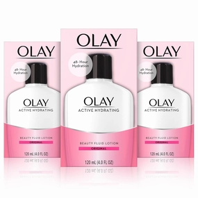 Olay Active Hydrating Beauty Moisturizing Lotion, Facial Moisturizer to Restore Dry Skin, 4.0 Ounce, 3 Count