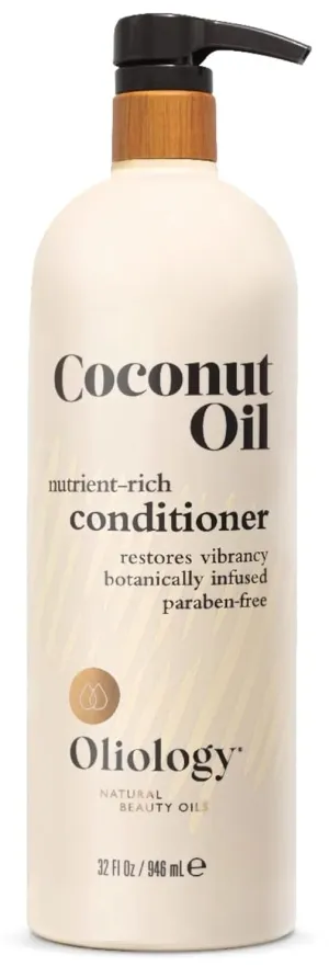 Oliology Nutrient Rich Coconut Oil Conditioner - Restores Vibrancy & Softens Hair | Repairs Damaged Dry Weak Hair | Intensely Hydrates | Botanically Infused | Paraben Free (32 fl oz)