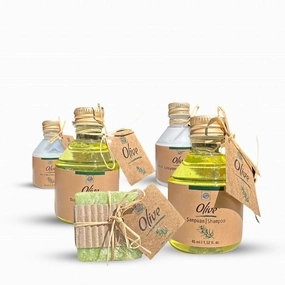 Olive Blossom Body Care Set – Travel Size Toiletries | Includes 1.5 fl oz Shampoo, Shower Gel, Hair Conditioner, Body Lotion, Soap | Perfect for Vacation Rentals & Hotels (150 Pieces)