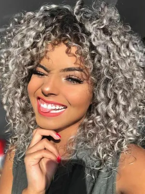 Ombre Grey Short Curly Crochet Braids for Women 7 Packs Salt and Pepper GoGo Beach Curl Water Wave Deep Twist Synthetic Braiding Hair Extensions 8 Inch Tgray#