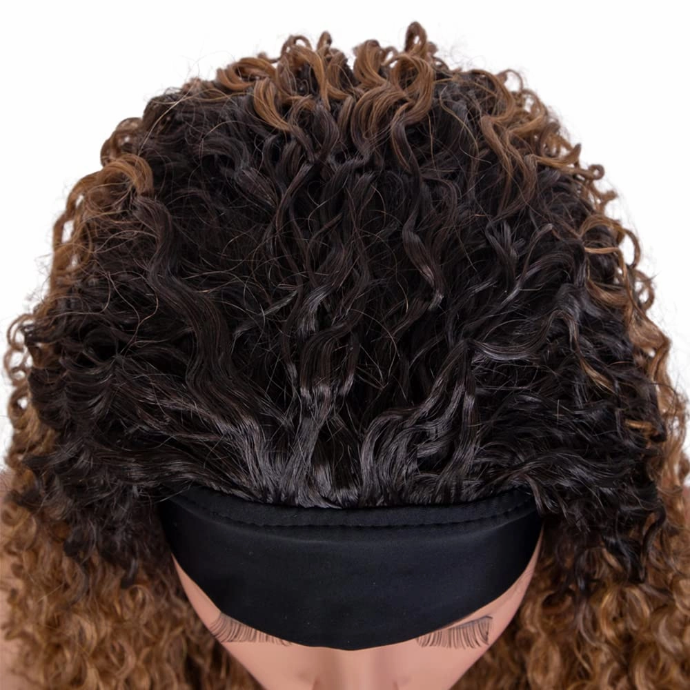 Ombre Brown Headband Wigs Deep Wave 1B30 Brown Human Hair Headband Wigs Medium Auburn Wig 130% Density Grade 8A Brazilian Remy Human Hair Machine Made Wig 22 Inch