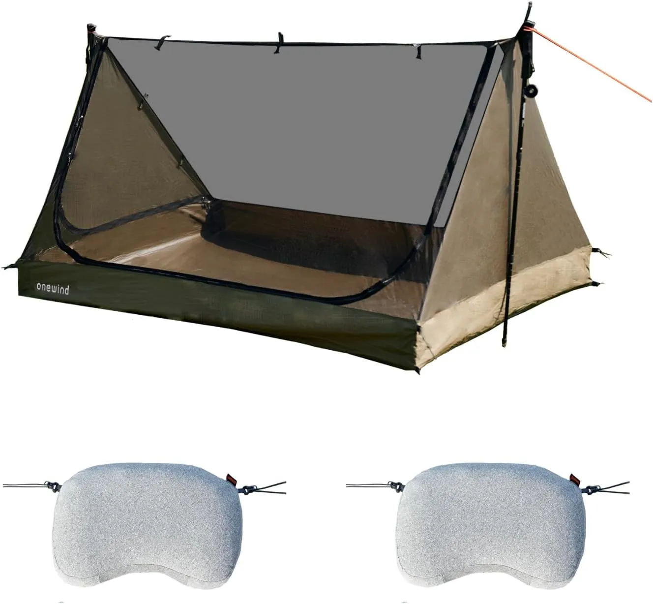 onewind 2 Person Mesh Tent with Camping Pillow, Ultralight Mesh Tent Tarp Inner Tent with Soft Pillow