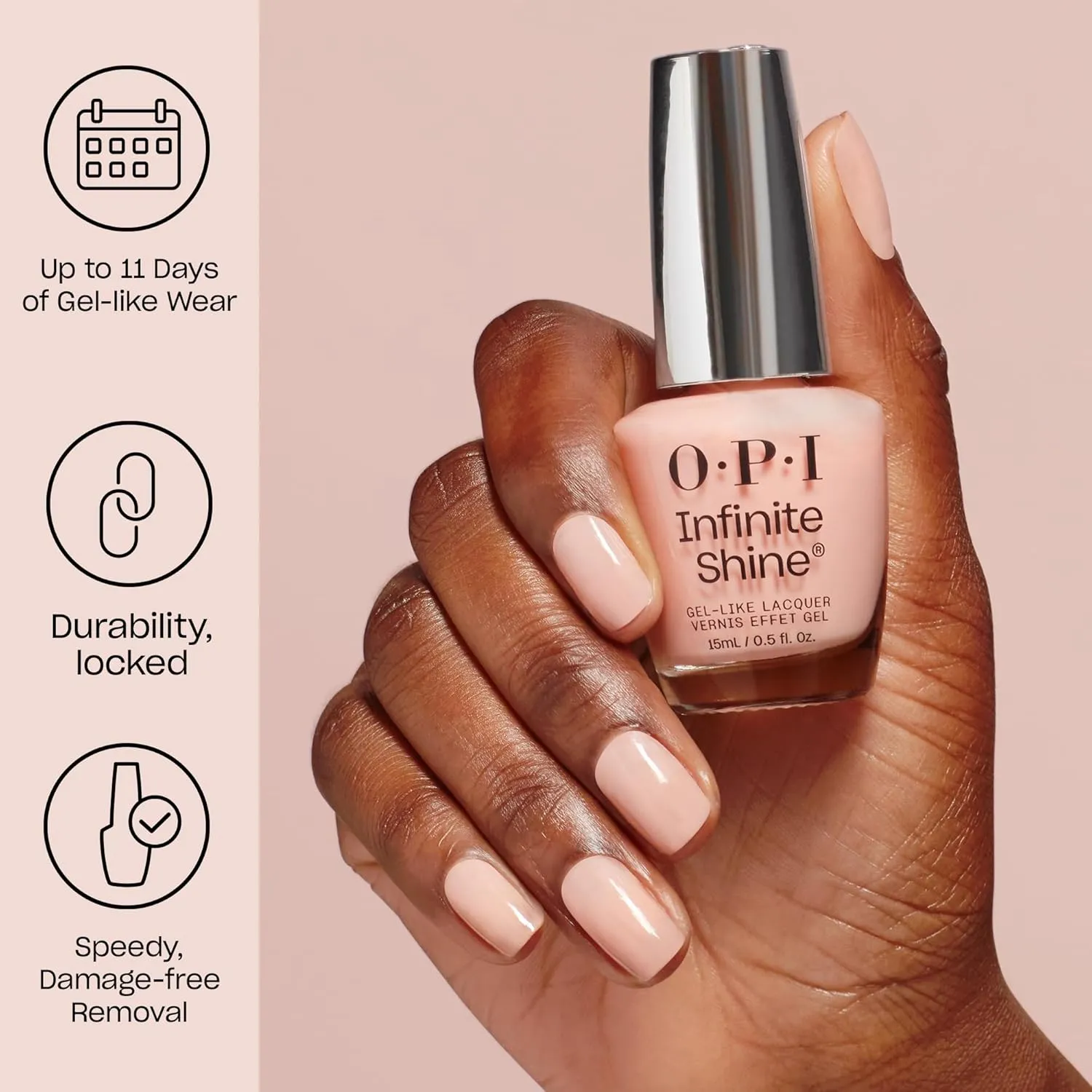 OPI Infinite Shine Long Wear Nail Polish | Sheer Pink Crème Gel Like Nail Polish | Vegan, Long Lasting, Streak Free