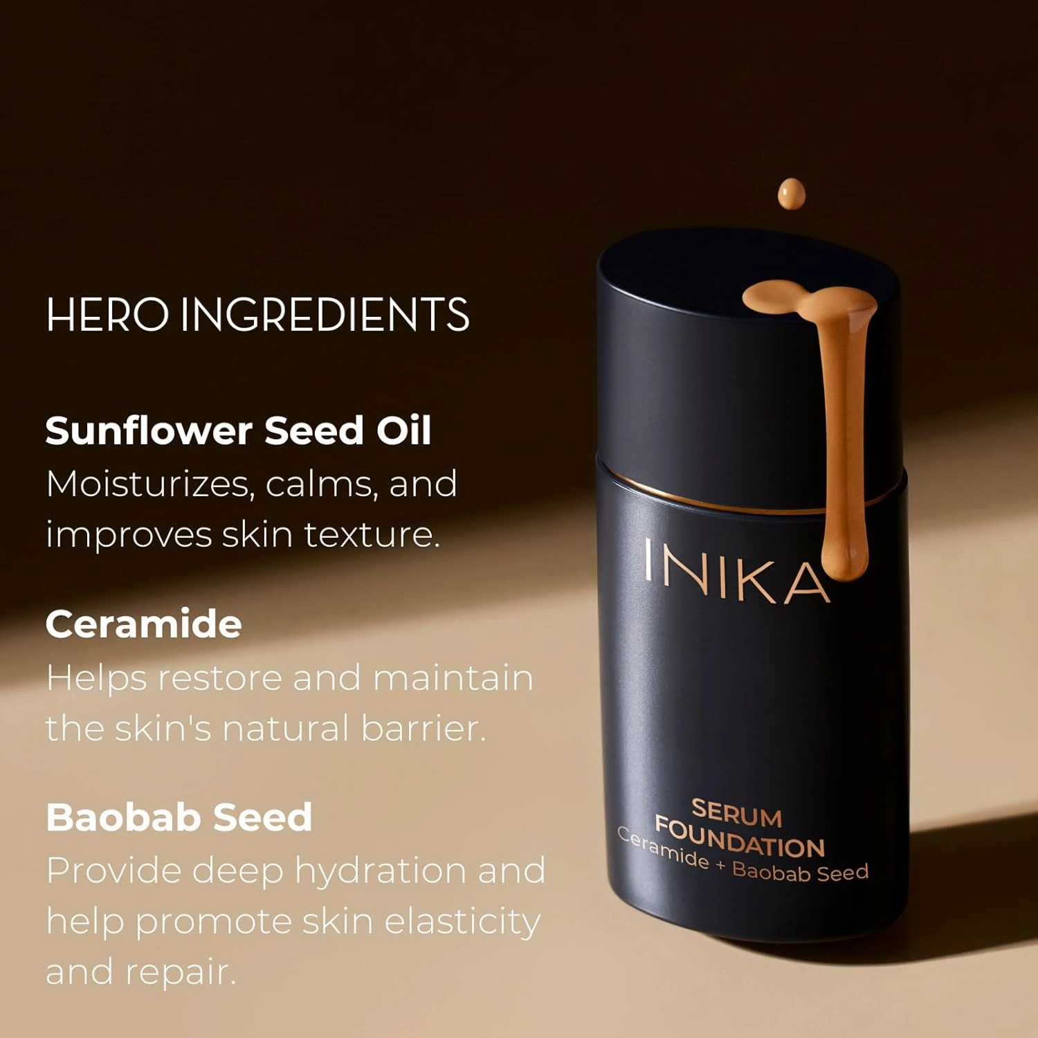 Organic Serum Foundation | Vegan, Buildable Coverage, Weightless Second Skin Feel, Transfer Proof with Skincare Ingredients in Sustainable Packaging. Nourish 25ml