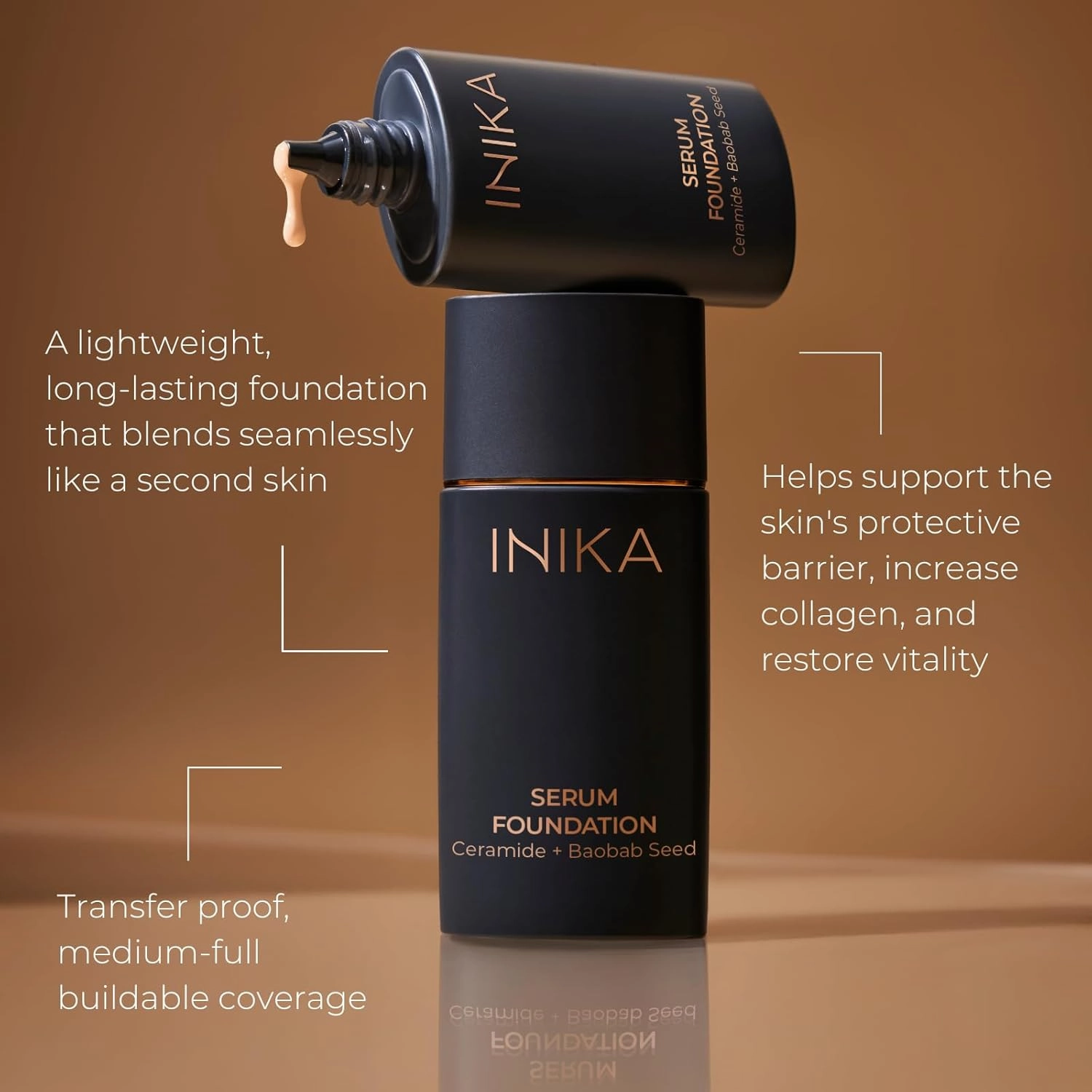 Organic Serum Foundation | Vegan, Buildable Coverage, Weightless Second Skin Feel, Transfer Proof with Skincare Ingredients in Sustainable Packaging. Nourish 25ml