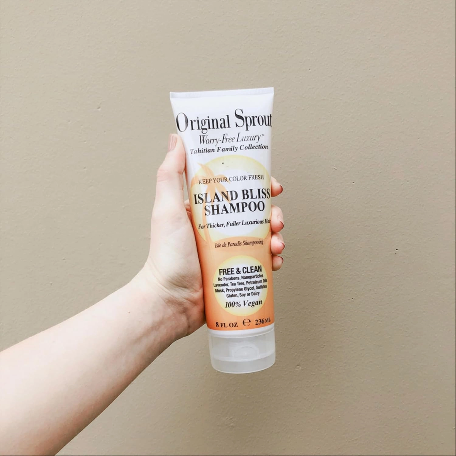Original Sprout Tahitian Shampoo for Color-Treated Hair, Vegan, 8 oz. Bottle