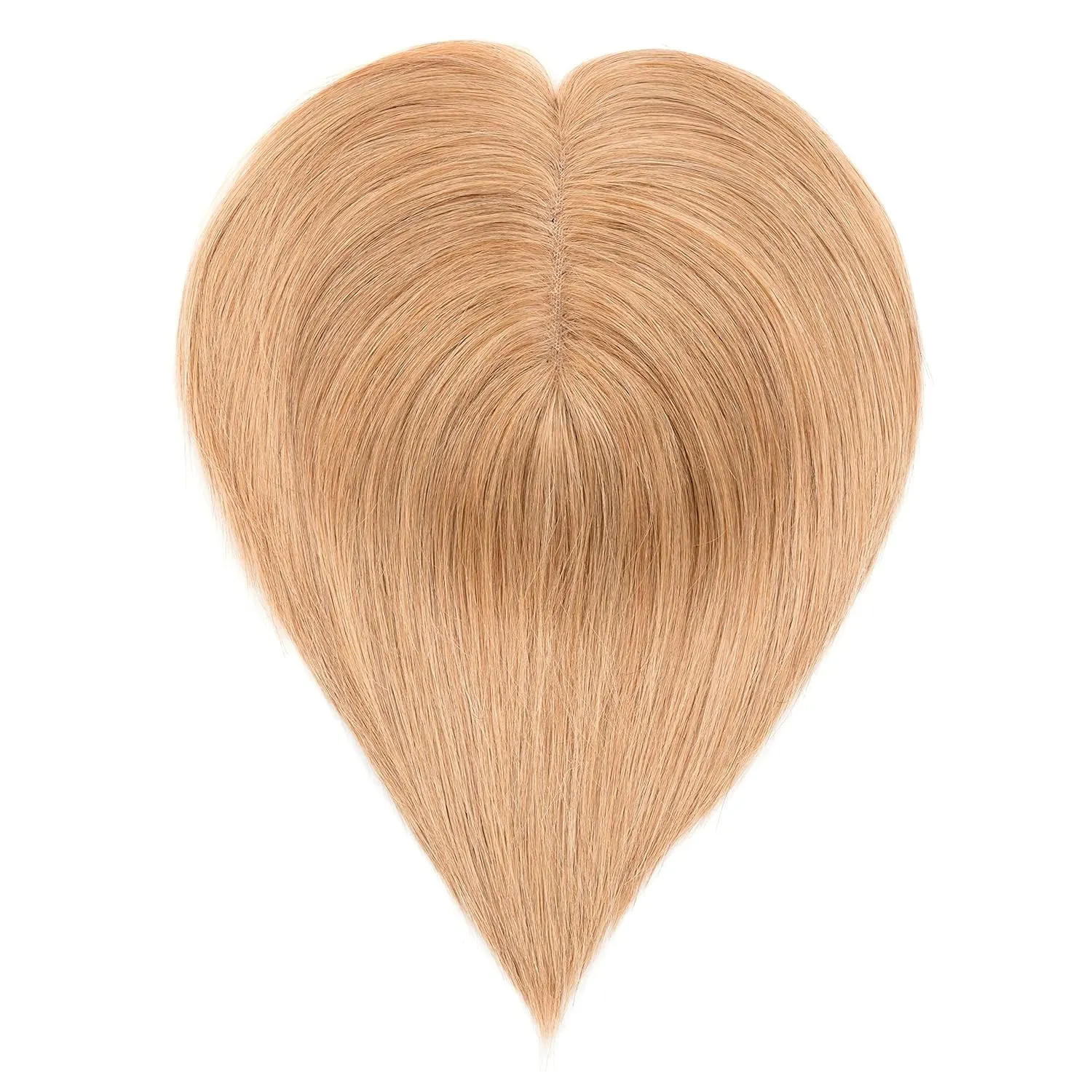 Originea 100% Remy Human Hair Toppers with Bangs for Women Silk Base Clip in Topper Wiglets Hairpieces for Thinning Hair/Hair Loss Cover Gray Hair (Dark Blonde 6 Inch 27#)