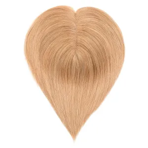 Originea 100% Remy Human Hair Toppers with Bangs for Women Silk Base Clip in Topper Wiglets Hairpieces for Thinning Hair/Hair Loss Cover Gray Hair (Dark Blonde 6 Inch 27#)