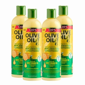 ORS Olive Oil Strengthen & Nourish Replenishing Conditioner infused with Sweet Orange Oil for Revitalizing Moisture 12.25 Ounce (Pack of 4)