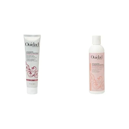Ouidad Advanced Climate Control Curl Care Set: 5.7 fl oz Featherlight Styling Cream & 8.5 fl oz Defrizzing Conditioner for Frizz-Free, Hydrated Curls
