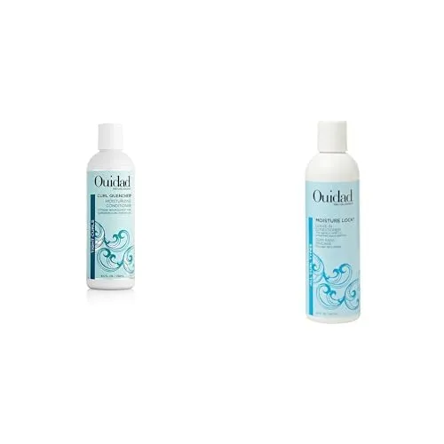 Ouidad Curl Quencher Moisturizing Conditioner 8.5 fl oz & Moisture Lock Leave-In Conditioner 8.5 fl oz Bundle - For Defined, Hydrated Curls