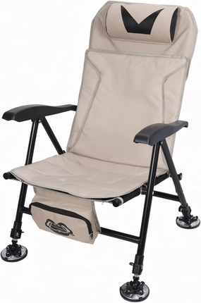 Outdoor Folding Chair with Reclining Function and Storage Pouch, Fishing Hunting Chair with Adjustable Height and Oxford Fabric Seat - Ideal for Fishing and Camping Khaki