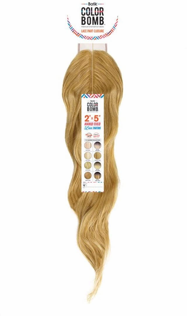 Outre Batik Colorbomb Lace Part Closure Long Length Wavy Style Synthetic Hair Pieces - 2X5 CLOSURE-LOOSE WAVE (DR-Butter-Blonde)