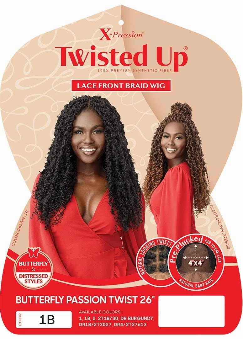 Outre Synthetic Twisted Up 4X4 HD Braid Lace Wig - BUTTERFLY PASSION TWIST 26 (Color:2 Dark Brown)