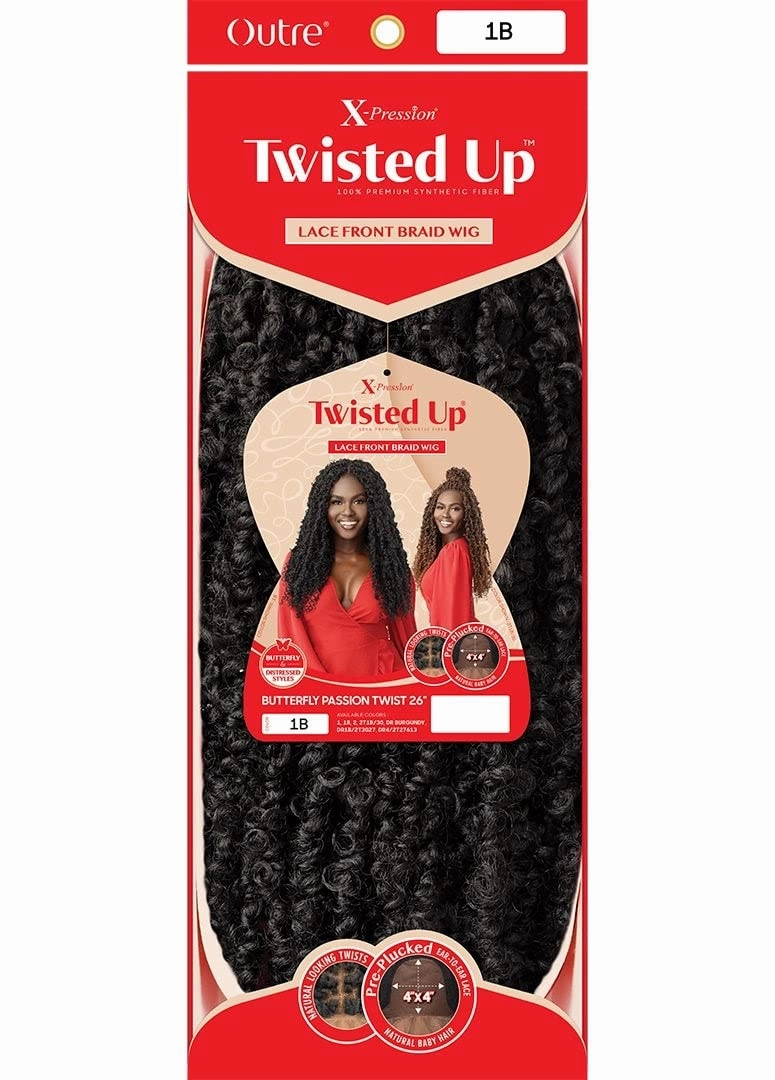 Outre Synthetic Twisted Up 4X4 HD Braid Lace Wig - BUTTERFLY PASSION TWIST 26 (Color:2 Dark Brown)