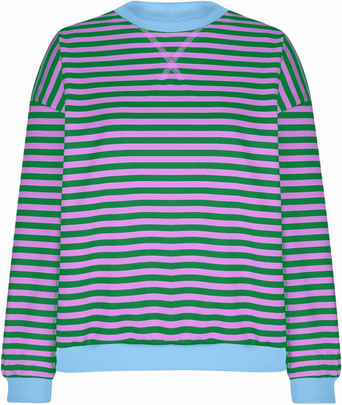 Oversized Sweatshirts for Women Casual Long Sleeve Stripes Sweatshirts Shirts Trendy Crewneck Tops Fall Fashion Clothes