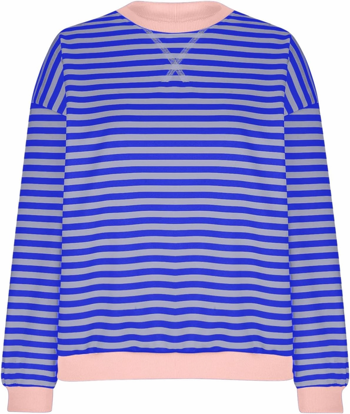 Oversized Sweatshirts for Women Casual Long Sleeve Stripes Sweatshirts Shirts Trendy Crewneck Tops Fall Fashion Clothes