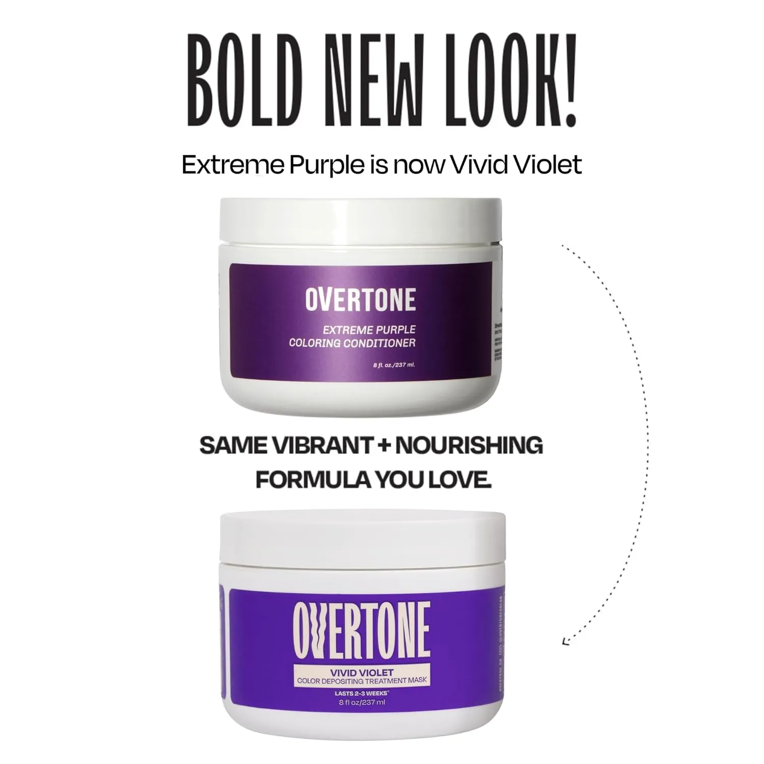oVertone Color Depositing Semi-Permanent Hair Dye Conditioner - 8 oz For Natural & Color-Treated Hair, Moisturizing Shea Butter & Coconut Oil - Vegan & Cruelty-Free, Extreme Purple