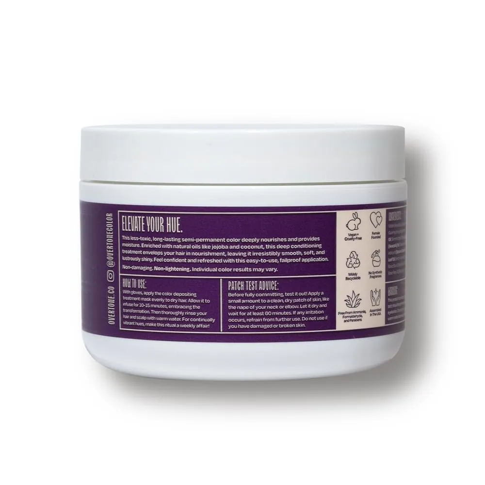 Overtone Color Depositing Semi-Permanent Hair Dye Conditioner - 8 oz For Natural & Color-Treated Hair, Moisturizing Shea Butter & Coconut Oil - Vegan & Cruelty-Free, Purple For Brown is now Royal Plum