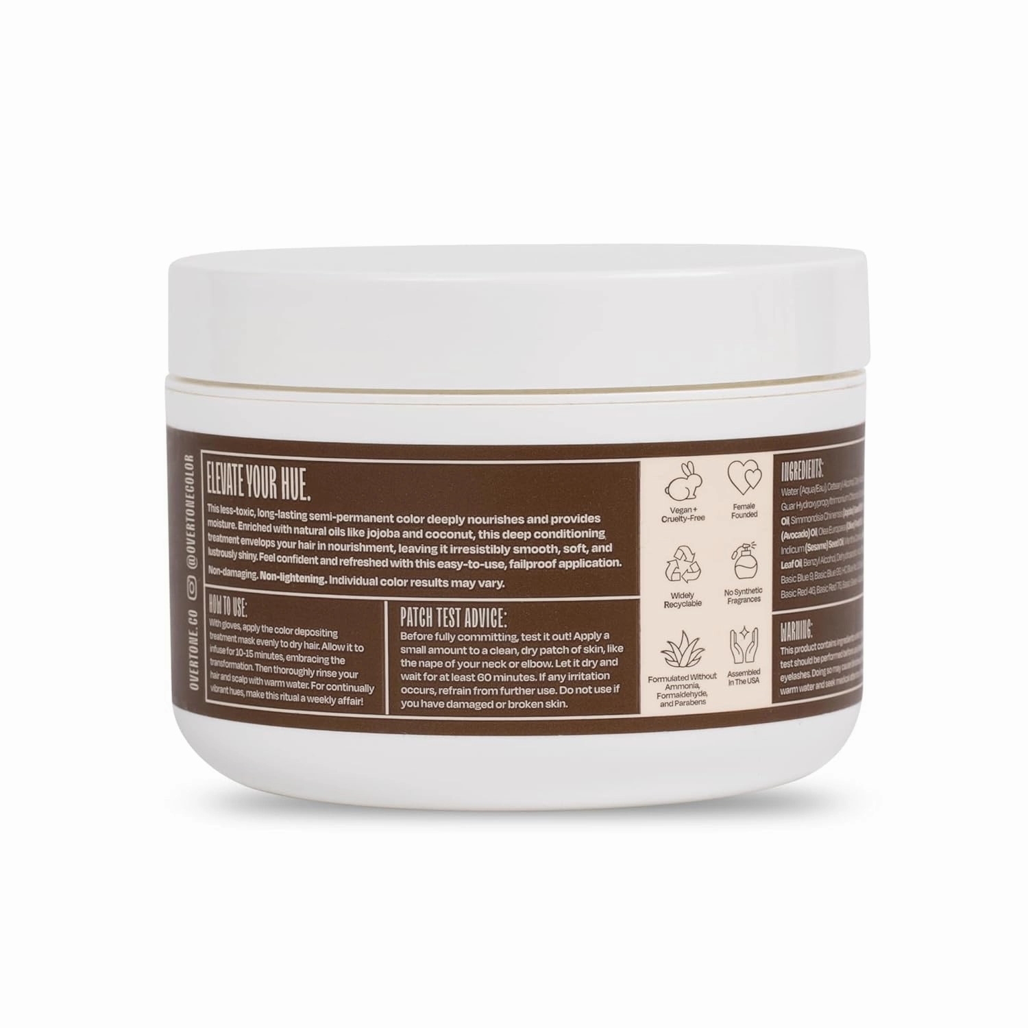 Overtone Color Depositing Semi-Permanent Hair Dye Conditioner - 8 oz For Natural & Color-Treated Hair, Moisturizing Shea Butter & Coconut Oil - Vegan & Cruelty-Free, Chocolate Brown
