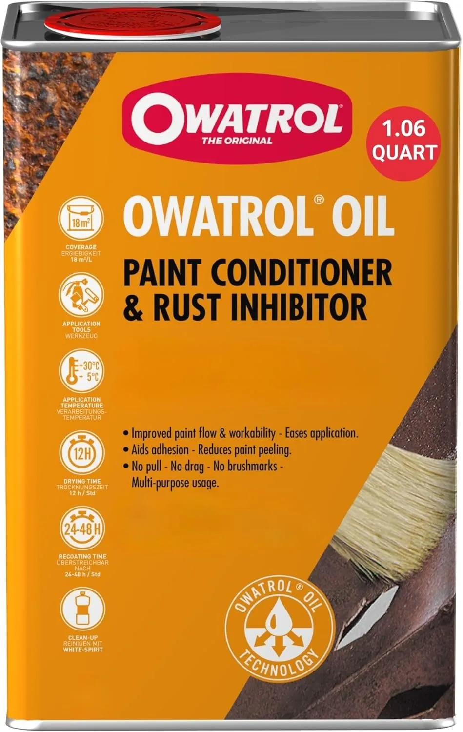 OWATROL Oil Rust Inhibitor for Metal & Paint Conditioner - Prevents Corrosion, Enhances Paint Adhesion, Smooth Application, Heat-Resistant, Ideal for Metal, Wood & Industrial Machinery
