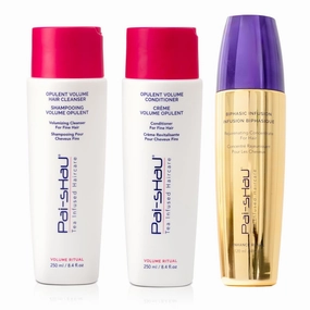 Pai-Shau Opulent Volume conditioner, Opulent Volume Cleanser & Biphasic Infusion trio - Oil-Free Hair Rejuvenation and Conditioner for Fine Hair -Provides Hydration and Fullness