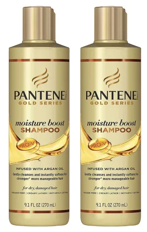 Pantene Gold Series Shampoo Moisture Boost 9.1 Ounce (Pack of 2)