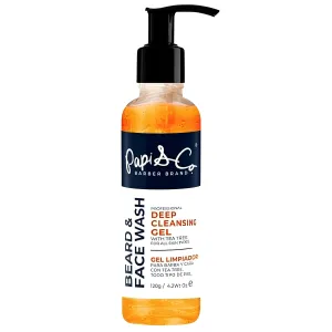 PAPI & CO. - Deep Cleansing Gel, Face and Beard Wash, Beard and Face Wash for Men with Tea Tree, Beard Exfoliator & Conditioner for Beard Itching Relief, For All Skin Types, 4.2 Fl Oz