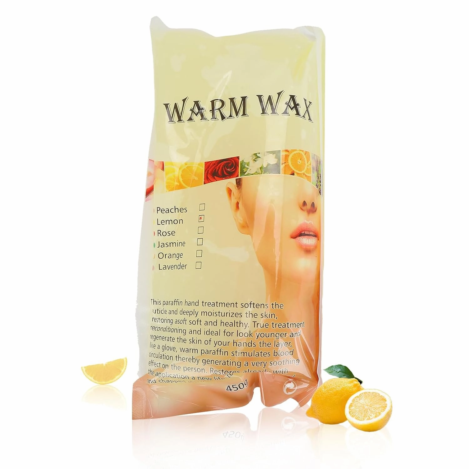 Paraffin Wax Refills, Paraffin Wax Bath, Paraffin Wax Machine Refills for Nourishing Hand Feet, Peach Lemon Scented Paraffin Wax Blocks for Home Beauty Salon 450g (lemon)