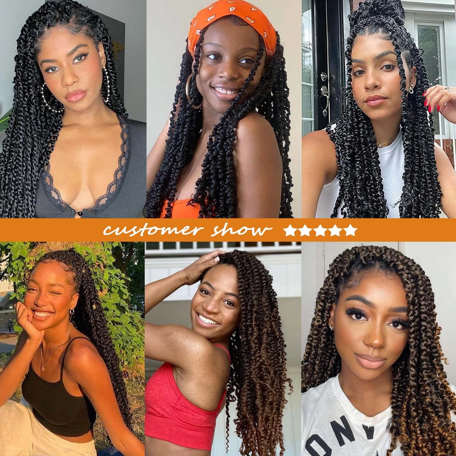 Passion Twist Hair 18 Inch 6 Packs Black Water Wave Braiding Hair for Butterfly Locs Passion Twists Bohemian Braiding Hair Extensions (18Inch 6 Packs,1B#)