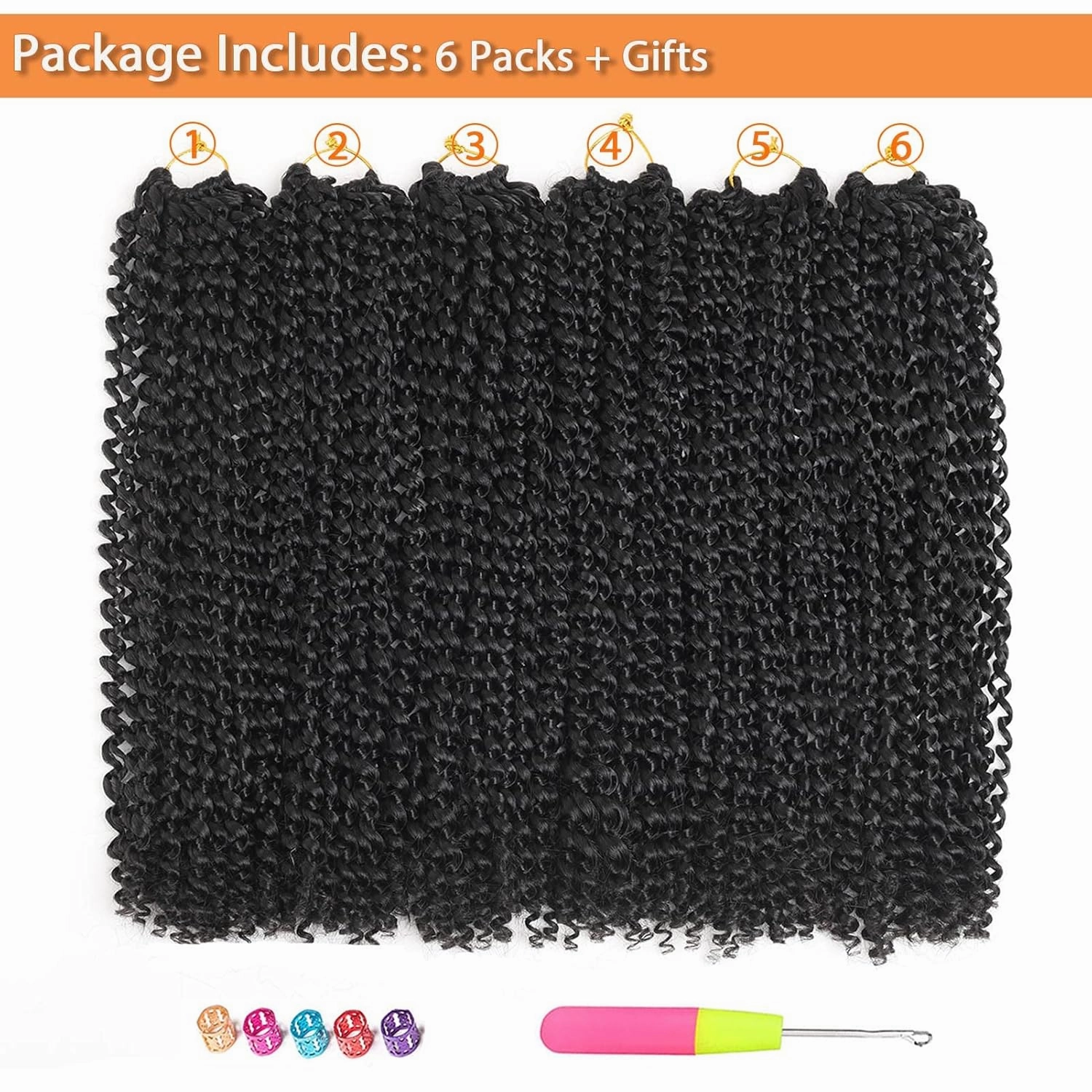 Passion Twist Hair 18 Inch 6 Packs Black Water Wave Braiding Hair for Butterfly Locs Passion Twists Bohemian Braiding Hair Extensions (18Inch 6 Packs,1B#)