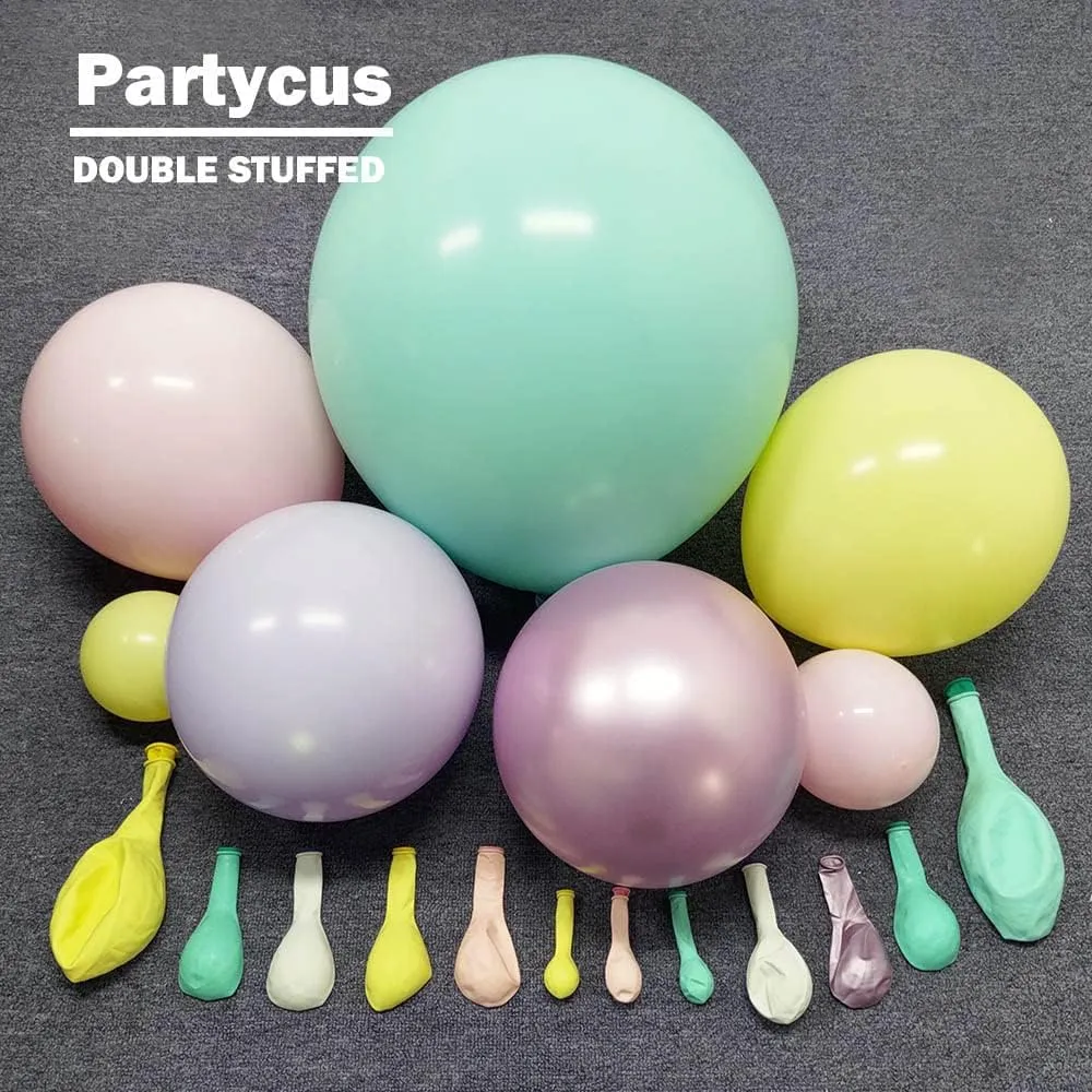 Pastel Balloon Garland Kit - Double Stuffed Pink Purple Yellow Green Metallic Lilac Balloon Arch for Baby Shower Birthday Spring Party Decoration