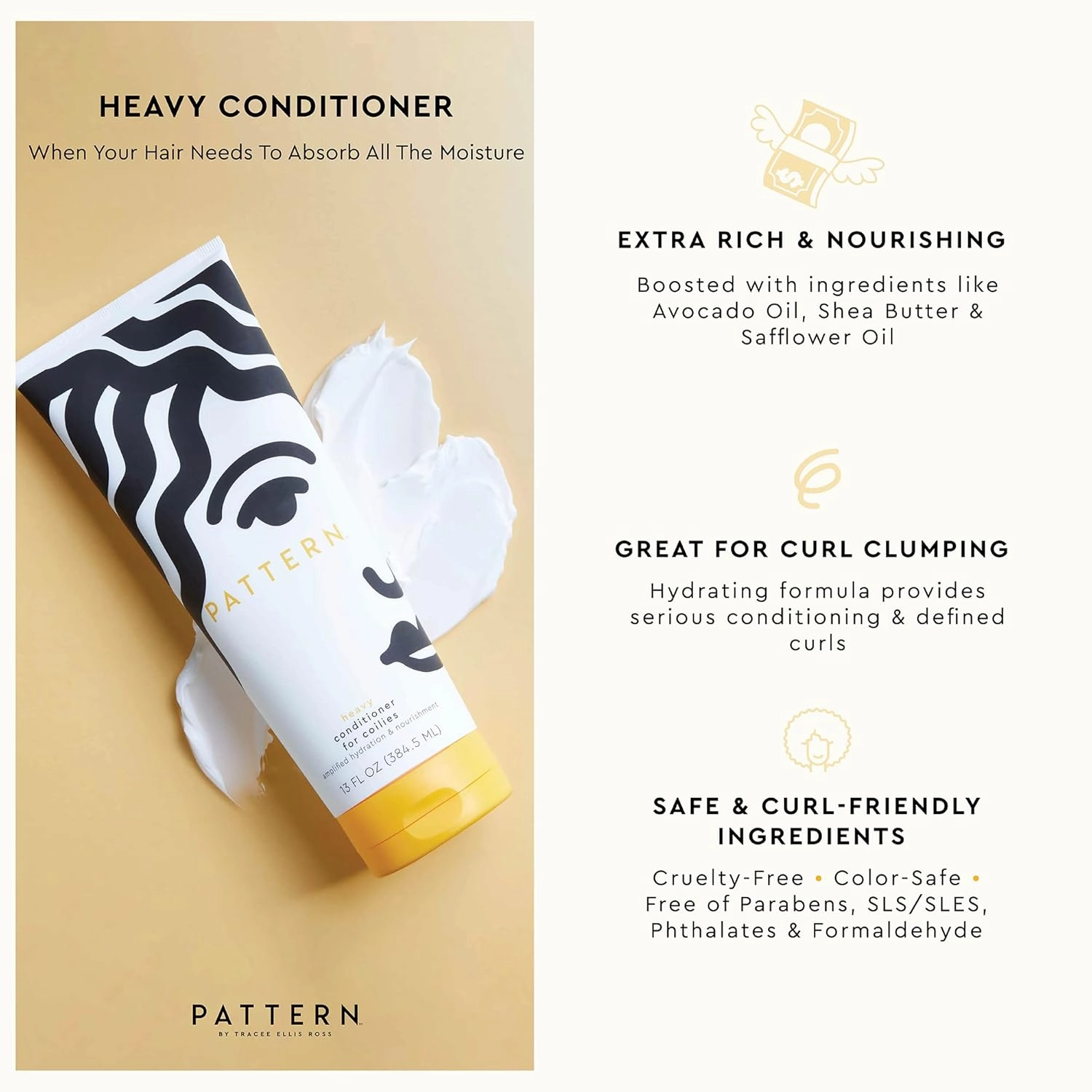 PATTERN Beauty by Tracee Ellis Ross Heavy Conditioner, 29 Fl Oz, Avocado Oil, Shea Butter & Safflower Oil, Rich Moisture for Curlies, Coilies and Tight-Textures, 3a-4c