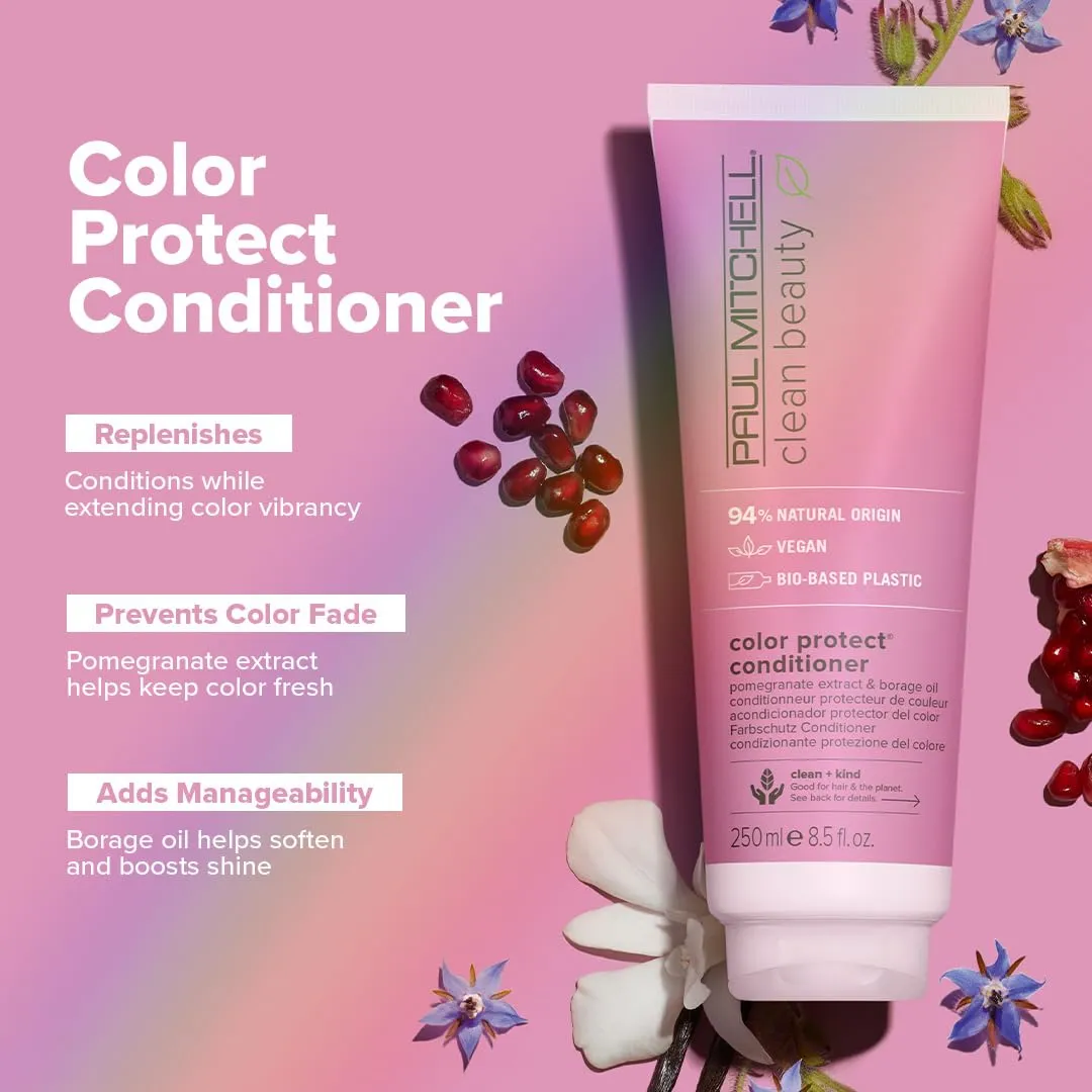 Paul Mitchell Clean Beauty Color Protect Conditioner, Replenishes, Extends Color Vibrancy, For Color-Treated Hair