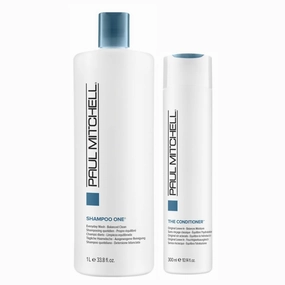 Paul Mitchell Shampoo One, Cleanses   Balances Moisture, 33.8 fl. oz The Conditioner, Classic Leave-In, Softens   Adds Moisture, For All Hair Types, 10.14 fl. oz., Set