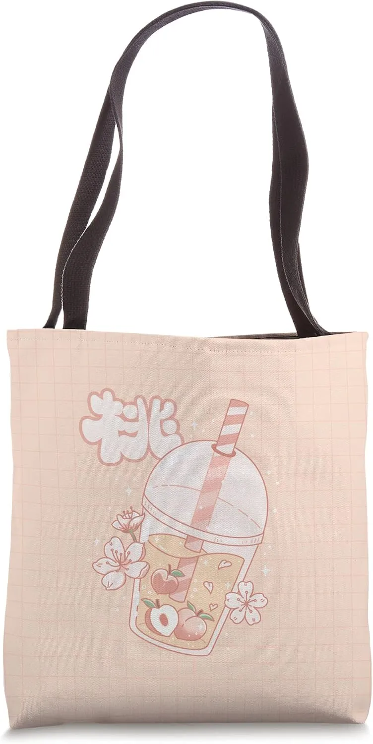 Peach Juice Tea Cute Kawaii Harajuku Aesthetic Tote Bag