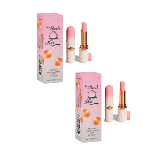 Peach Moisturizing Lip Gloss/Balm - Long Lasting, Sweet Pink Color, Hydrating, Anti-Drying & Moisturizing Formula, LOT OF 2, 1 Fl. oz